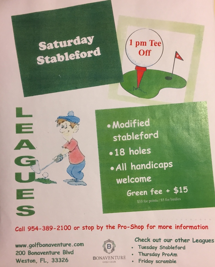 Saturday Stableford league flyer